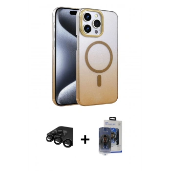 MARSİLYAN™- iPhone 15 Pro Max Kılıf Ahenk Doku Özel Seri - Siyah Vanessa Magic Cam + Raze Metal Kamera Lens - SH