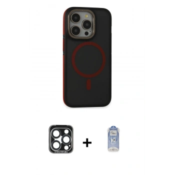 MARSİLYAN™- iPhone 15 Pro Max Kılıf Ahenk Form Serisi - Siyah Joko Magic 5D Cam + PVD Metal Kamera Lens - LT