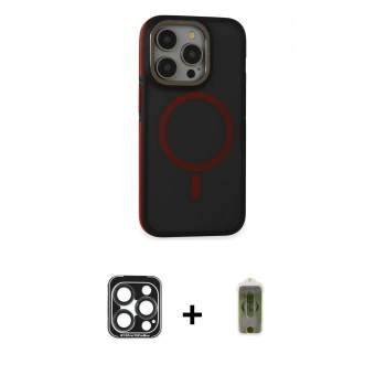 MARSİLYAN™- iPhone 15 Pro Max Kılıf Ahenk Form Serisi - Siyah Joko Magic 5D Hayalet Cam + PVD Metal Kamera Lens - LT