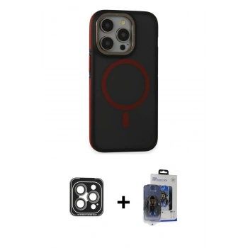 MARSİLYAN™- iPhone 15 Pro Max Kılıf Ahenk Form Serisi - Siyah Vanessa Magic Cam + PVD Metal Kamera Lens - GI