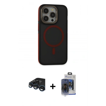MARSİLYAN™- iPhone 15 Pro Max Kılıf Ahenk Form Serisi - Siyah Vanessa Magic Cam + Raze Metal Kamera Lens - LT