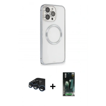 MARSİLYAN™- iPhone 15 Pro Max Kılıf Ahenk Işık Serisi - Siyah 360 Mat Full Body Arka Koruyucu + Raze Metal Kamera Lens - LT