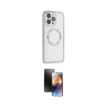 MARSİLYAN™- iPhone 15 Pro Max Kılıf Ahenk Işık Serisi - Siyah 3D Antistatik Mat Seramik Nano Ekran Koruyucu