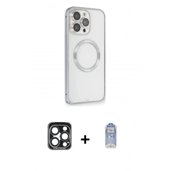 MARSİLYAN™- iPhone 15 Pro Max Kılıf Ahenk Işık Serisi - Siyah Joko Magic 5D Cam + PVD Metal Kamera Lens - LT