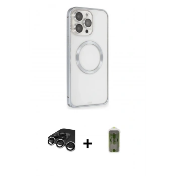MARSİLYAN™- iPhone 15 Pro Max Kılıf Ahenk Işık Serisi - Siyah Joko Magic 5D Hayalet Cam + Raze Metal Kamera Lens - GS