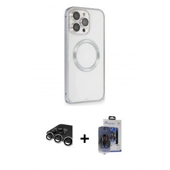 MARSİLYAN™- iPhone 15 Pro Max Kılıf Ahenk Işık Serisi - Siyah Vanessa Magic Cam + Raze Metal Kamera Lens - GS