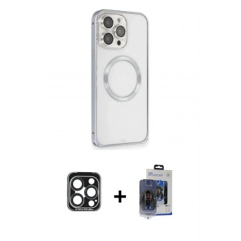 MARSİLYAN™- iPhone 15 Pro Max Kılıf Ahenk Işık Serisi - Siyah Vanessa Magic Cam + PVD Metal Kamera Lens - LT