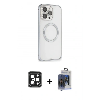 MARSİLYAN™- iPhone 15 Pro Max Kılıf Ahenk Işık Serisi - Siyah Vanessa Magic Cam + PVD Metal Kamera Lens - SH