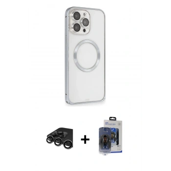 MARSİLYAN™- iPhone 15 Pro Max Kılıf Ahenk Işık Serisi - Siyah Vanessa Magic Cam + Raze Metal Kamera Lens - TMGI