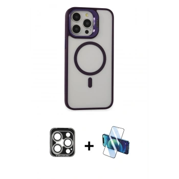 MARSİLYAN™- iPhone 15 Pro Max Kılıf Ahenk Klasik Özel Seri - Siyah 3D Antistatik Seramik Nano Ekran Koruyucu + PVD Metal Kamera Lens - GS