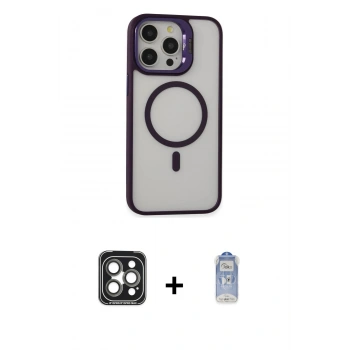 MARSİLYAN™- iPhone 15 Pro Max Kılıf Ahenk Klasik Özel Seri - Siyah Joko Magic 5D Cam + PVD Metal Kamera Lens - GI
