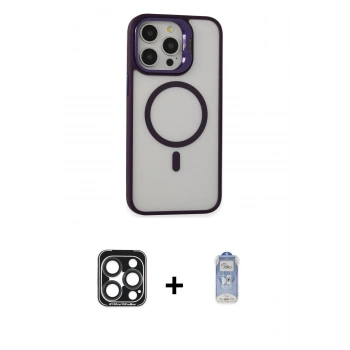 MARSİLYAN™- iPhone 15 Pro Max Kılıf Ahenk Klasik Özel Seri - Siyah Joko Magic 5D Cam + PVD Metal Kamera Lens - LT