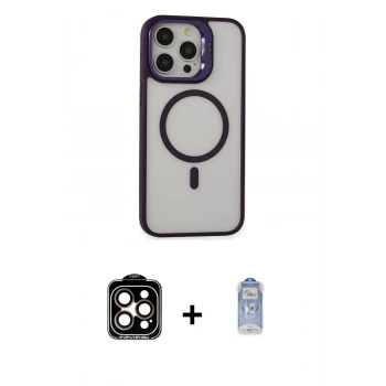 MARSİLYAN™- iPhone 15 Pro Max Kılıf Ahenk Klasik Özel Seri - Siyah Joko Magic 5D Cam + PVD Metal Kamera Lens - TU