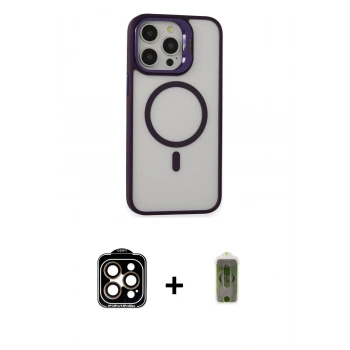 MARSİLYAN™- iPhone 15 Pro Max Kılıf Ahenk Klasik Özel Seri - Siyah Joko Magic 5D Hayalet Cam + PVD Metal Kamera Lens - TU