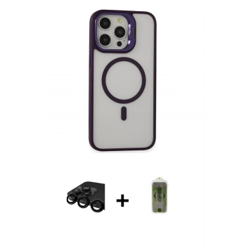 MARSİLYAN™- iPhone 15 Pro Max Kılıf Ahenk Klasik Özel Seri - Siyah Joko Magic 5D Hayalet Cam + Raze Metal Kamera Lens - SH