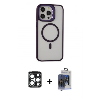 MARSİLYAN™- iPhone 15 Pro Max Kılıf Ahenk Klasik Özel Seri - Siyah Vanessa Magic Cam + PVD Metal Kamera Lens - LT