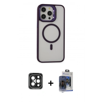 MARSİLYAN™- iPhone 15 Pro Max Kılıf Ahenk Klasik Özel Seri - Siyah Vanessa Magic Cam + PVD Metal Kamera Lens - SH