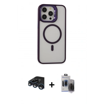 MARSİLYAN™- iPhone 15 Pro Max Kılıf Ahenk Klasik Özel Seri - Siyah Vanessa Magic Hayalet Cam + Raze Metal Kamera Lens - LT