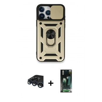 MARSİLYAN™- iPhone 15 Pro Max Kılıf Ahenk Klasik - Şeffaf 360 Full Body Arka Koruyucu + Raze Metal Kamera Lens - LT