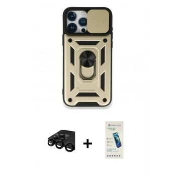 MARSİLYAN™- iPhone 15 Pro Max Kılıf Ahenk Klasik - Şeffaf Pasifik Cam Ekran Koruyucu + Raze Metal Kamera Lens - SH