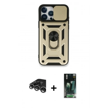 MARSİLYAN™- iPhone 15 Pro Max Kılıf Ahenk Klasik - Siyah 360 Mat Full Body Arka Koruyucu + Raze Metal Kamera Lens - GS