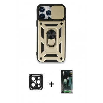 MARSİLYAN™- iPhone 15 Pro Max Kılıf Ahenk Klasik - Siyah 360 Mat Full Body Arka Koruyucu + PVD Metal Kamera Lens - SH