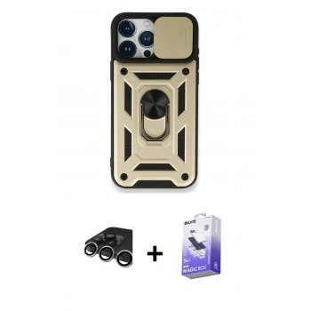 MARSİLYAN™- iPhone 15 Pro Max Kılıf Ahenk Klasik - Siyah Bilvis 5in1 5D Magic Hayalet Cam Ekran Koruyucu + Raze Metal Kamera Lens - GS