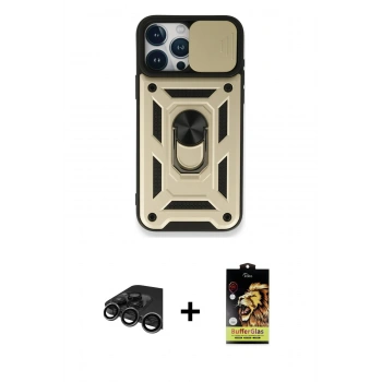 MARSİLYAN™- iPhone 15 Pro Max Kılıf Ahenk Klasik - Siyah Buffer Cam Ekran Koruyucu + Raze Metal Kamera Lens - TMGI