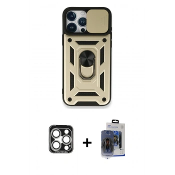 MARSİLYAN™- iPhone 15 Pro Max Kılıf Ahenk Klasik - Siyah Vanessa Magic Cam + PVD Metal Kamera Lens - GS