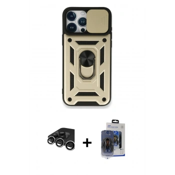 MARSİLYAN™- iPhone 15 Pro Max Kılıf Ahenk Klasik - Siyah Vanessa Magic Cam + Raze Metal Kamera Lens - GS