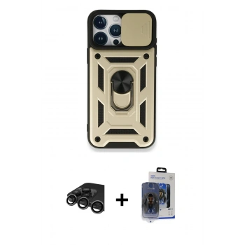MARSİLYAN™- iPhone 15 Pro Max Kılıf Ahenk Klasik - Siyah Vanessa Magic Cam + Raze Metal Kamera Lens - TMGI