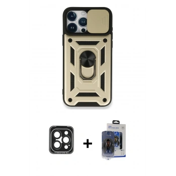 MARSİLYAN™- iPhone 15 Pro Max Kılıf Ahenk Klasik - Siyah Vanessa Magic Cam + PVD Metal Kamera Lens - SH