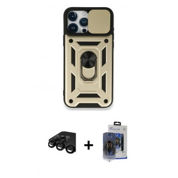 MARSİLYAN™- iPhone 15 Pro Max Kılıf Ahenk Klasik - Siyah Vanessa Magic Cam + Raze Metal Kamera Lens - SH