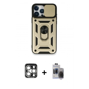 MARSİLYAN™- iPhone 15 Pro Max Kılıf Ahenk Klasik - Siyah Vanessa Magic Hayalet Cam + PVD Metal Kamera Lens - GS
