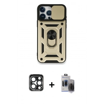 MARSİLYAN™- iPhone 15 Pro Max Kılıf Ahenk Klasik - Siyah Vanessa Magic Hayalet Cam + PVD Metal Kamera Lens - LT