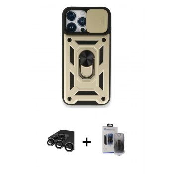 MARSİLYAN™- iPhone 15 Pro Max Kılıf Ahenk Klasik - Siyah Vanessa Magic Hayalet Cam + Raze Metal Kamera Lens - TMGI