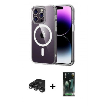 MARSİLYAN™- iPhone 15 Pro Max Kılıf Ahenk Minimal Serisi - Şeffaf 360 Full Body Arka Koruyucu + Raze Metal Kamera Lens - TMGI
