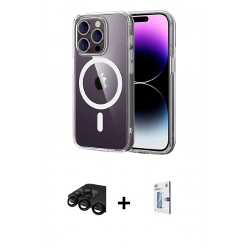 MARSİLYAN™- iPhone 15 Pro Max Kılıf Ahenk Minimal Serisi - Siyah Bilvis 0.18mm Plus Cam Ekran Koruyucu + Raze Metal Kamera Lens - SH