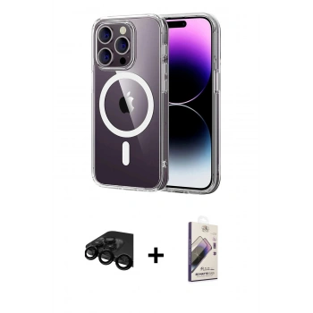 MARSİLYAN™- iPhone 15 Pro Max Kılıf Ahenk Minimal Serisi - Siyah Bilvis 3D Mat Cam Ekran Koruyucu + Raze Metal Kamera Lens - SH