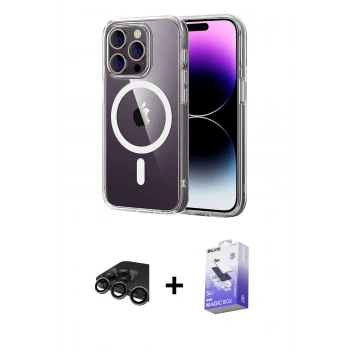 MARSİLYAN™- iPhone 15 Pro Max Kılıf Ahenk Minimal Serisi - Siyah Bilvis 5in1 5D Magic Hayalet Cam Ekran Koruyucu + Raze Metal Kamera Lens - TMGI