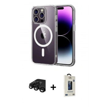 MARSİLYAN™- iPhone 15 Pro Max Kılıf Ahenk Minimal Serisi - Siyah Bilvis Hayalet Cam Ekran Koruyucu + Raze Metal Kamera Lens - SH