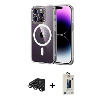 MARSİLYAN™- iPhone 15 Pro Max Kılıf Ahenk Minimal Serisi - Siyah Bilvis Hayalet Cam Ekran Koruyucu + Raze Metal Kamera Lens - TMGI