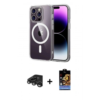 MARSİLYAN™- iPhone 15 Pro Max Kılıf Ahenk Minimal Serisi - Siyah Buffer Hayalet Cam Ekran Koruyucu + Raze Metal Kamera Lens - TMGI