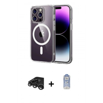 MARSİLYAN™- iPhone 15 Pro Max Kılıf Ahenk Minimal Serisi - Siyah Joko Magic 5D Cam + Raze Metal Kamera Lens - TMGI