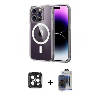 MARSİLYAN™- iPhone 15 Pro Max Kılıf Ahenk Minimal Serisi - Siyah Vanessa Magic Cam + PVD Metal Kamera Lens - SH