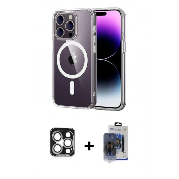 MARSİLYAN™- iPhone 15 Pro Max Kılıf Ahenk Minimal Serisi - Siyah Vanessa Magic Cam + PVD Metal Kamera Lens - GS