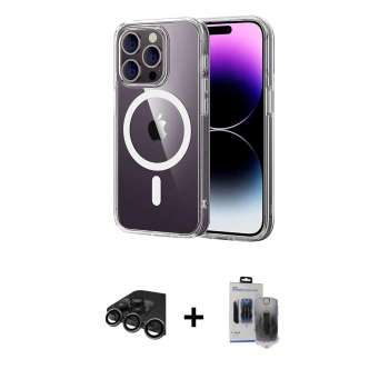 MARSİLYAN™- iPhone 15 Pro Max Kılıf Ahenk Minimal Serisi - Siyah Vanessa Magic Hayalet Cam + Raze Metal Kamera Lens - TMGI