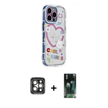 MARSİLYAN™- iPhone 15 Pro Max Kılıf Ahenk Modern Serisi - Siyah 360 Mat Full Body Arka Koruyucu + PVD Metal Kamera Lens - GI