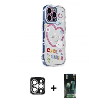 MARSİLYAN™- iPhone 15 Pro Max Kılıf Ahenk Modern Serisi - Siyah 360 Mat Full Body Arka Koruyucu + PVD Metal Kamera Lens - GS