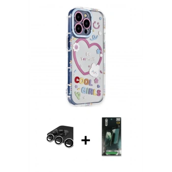 MARSİLYAN™- iPhone 15 Pro Max Kılıf Ahenk Modern Serisi - Siyah 360 Mat Full Body Arka Koruyucu + Raze Metal Kamera Lens - GS